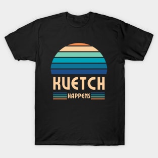 Kvetch Happens, Jewish Humor, Funny Yiddish, Retro Sunset T-Shirt